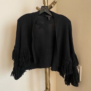 BCBGMAXAZRIA FRINGE SHRUG